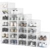 Clear Shoe Boxes Stackable with Lids, Foldable Sneaker Shoe Storage Organizer Ventilation Shoe Containers for Closet Bedroom Bathroom