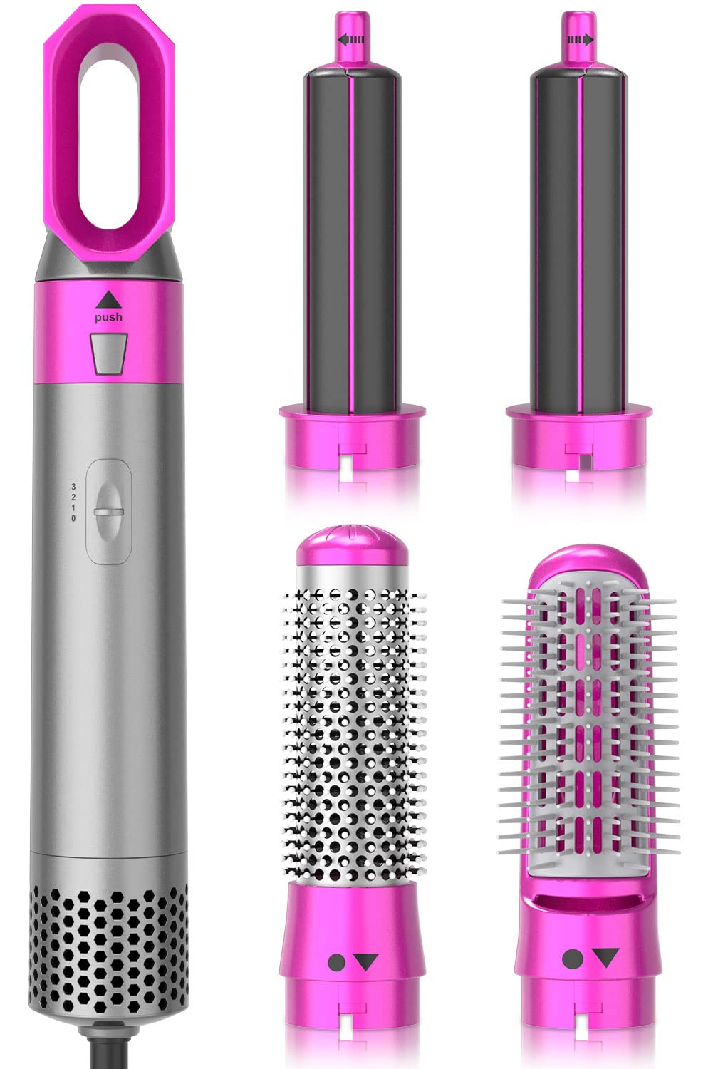 Hair Dryer Brush Set，5 in 1 Detachable Blow Dryer Brush with Negative Ion Technology, Suitable for Straightening, Curling, Blow Drying and Other Styles of Hot Air Brush