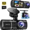 Picture of Dash Cam, 3 Channel Dash Cam, 4K+1080P Dash Cam Front and Inside, Triple Dash Cam,Car Night vision Dash Camera with 32GB Card, HDR, G-Sensor, 24Hr Parking, Front Rear Dash Cam Loop Recording