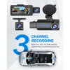 Picture of 3 Channel Dash Cam, 4K/2.5K+1440P Dash Cam Front and Rear Inside, Dash Camera for Cars, Triple Car Camera with 32GB Card, G-Sensor, 24Hr Parking, Loop Recording, IR Night Vision, Blue