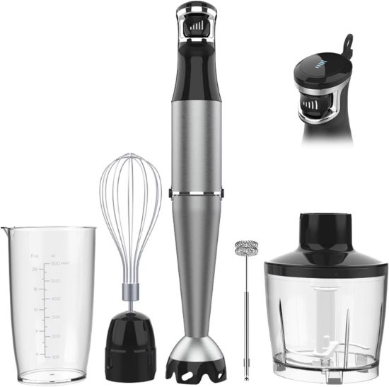 Picture of Boyun Daj Immersion Blender Handheld Corded Hand Blenders Set 1100W,Trigger Variable Speed 5 in 1 Stick Emulsifier with Chopper,Whisk and Frother for Kitchen